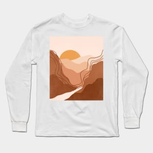 Abstract boho sunrise mountain landscape 3 Long Sleeve T-Shirt
